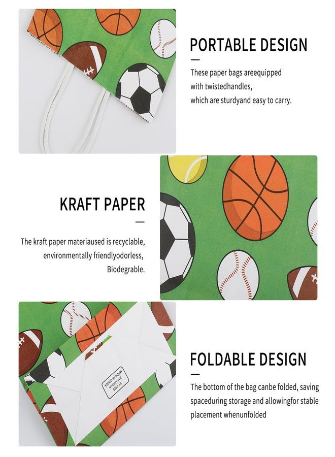 Motroce 16Pcs Sports Party Favor Bags with Handles, Sport Themed Goody Bags for Kids Birthday, Candy, Snacks & Small Gifts - Image 3